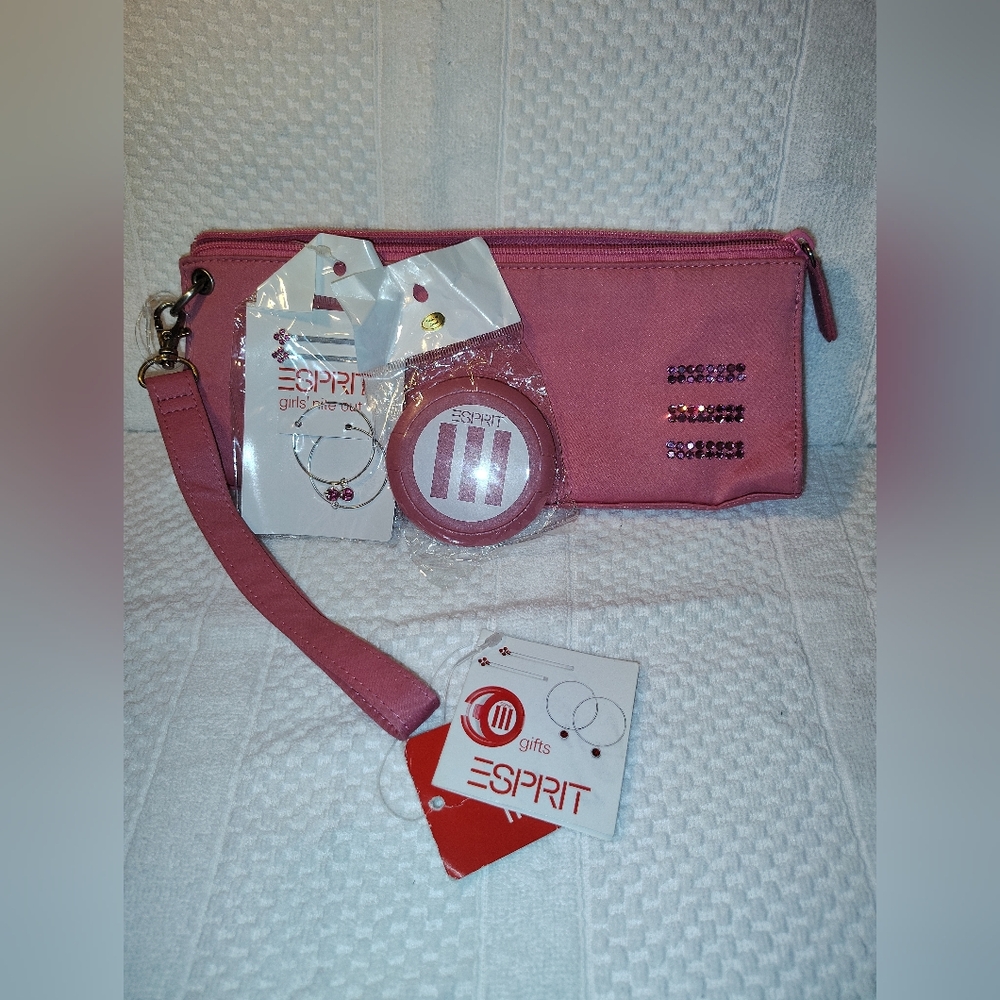 Vintage ESPRIT Pink Girls Night Out Cosmetic Bag Set.
